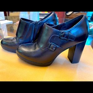 Black leather booties